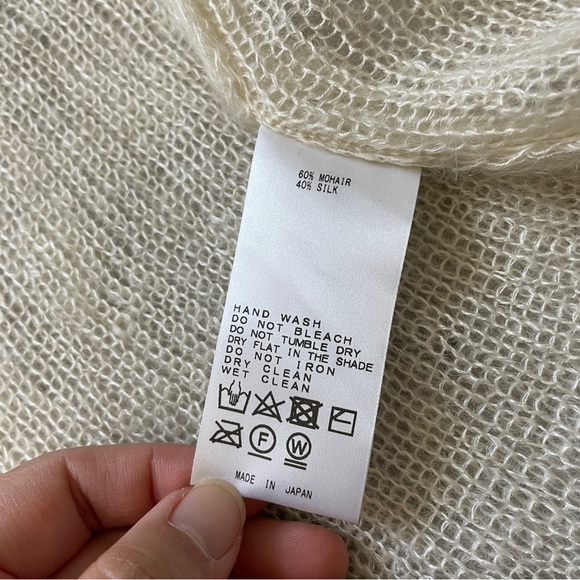 Enrica Japan Mohair Silk Long Line Open Front Cardigan Cream (Small) fuzzy soft - Picture 3 of 11